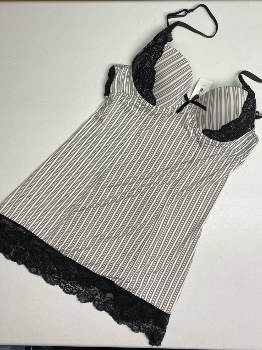 NWT LS TAN/BLK Chemise, L, *P1021
